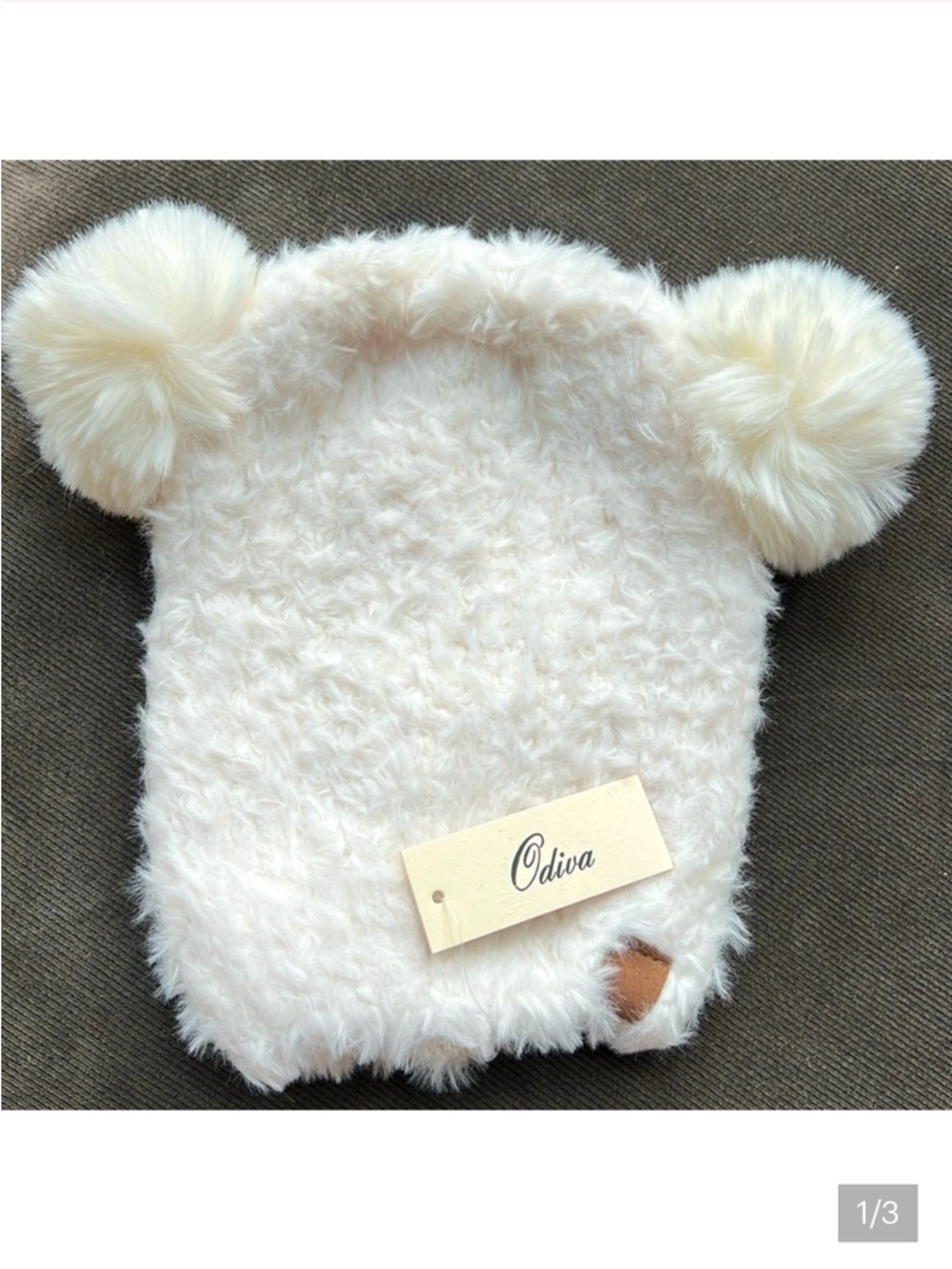Odiva Cream Faux Fur Pom Beanie for Women